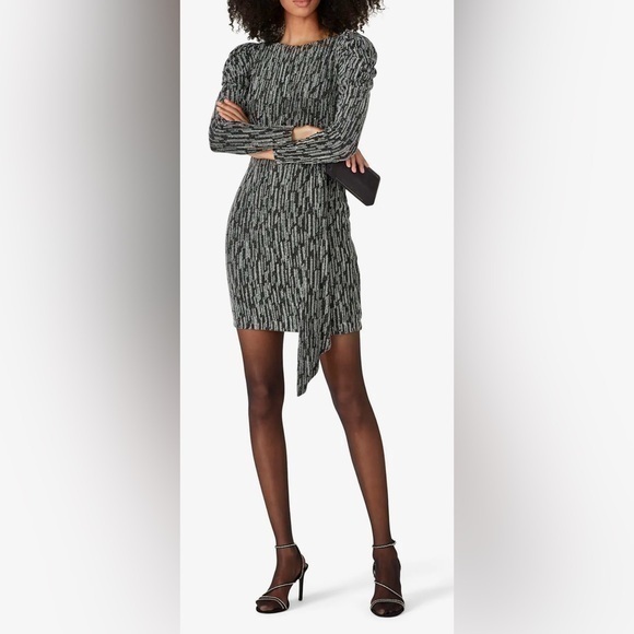 AIDAN MATTOX🍒SIZE 0 XS🍒BLACK &  SILVER METALLIC PARTY EVENT MIN DRESS $195 NEW - Picture 1 of 12